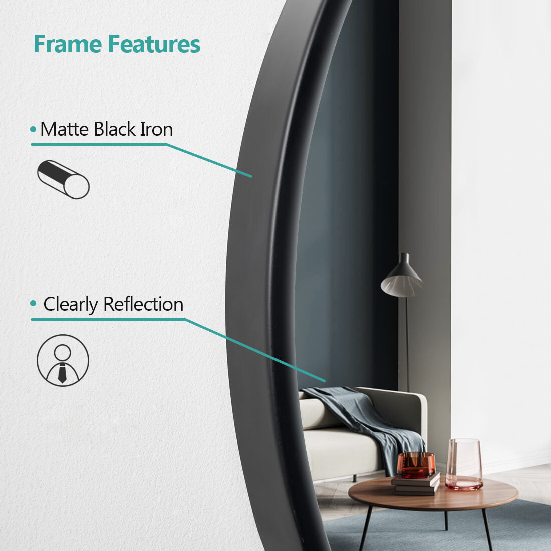 emke uk olm04 wall mirror black frame