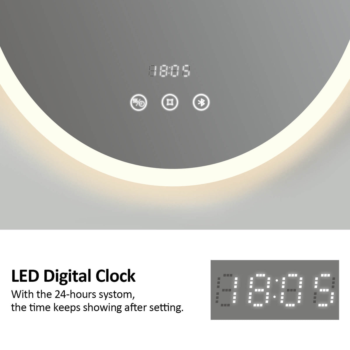 EMKE OLM08 Round LED Illuminated Mirror with Demister 600mm