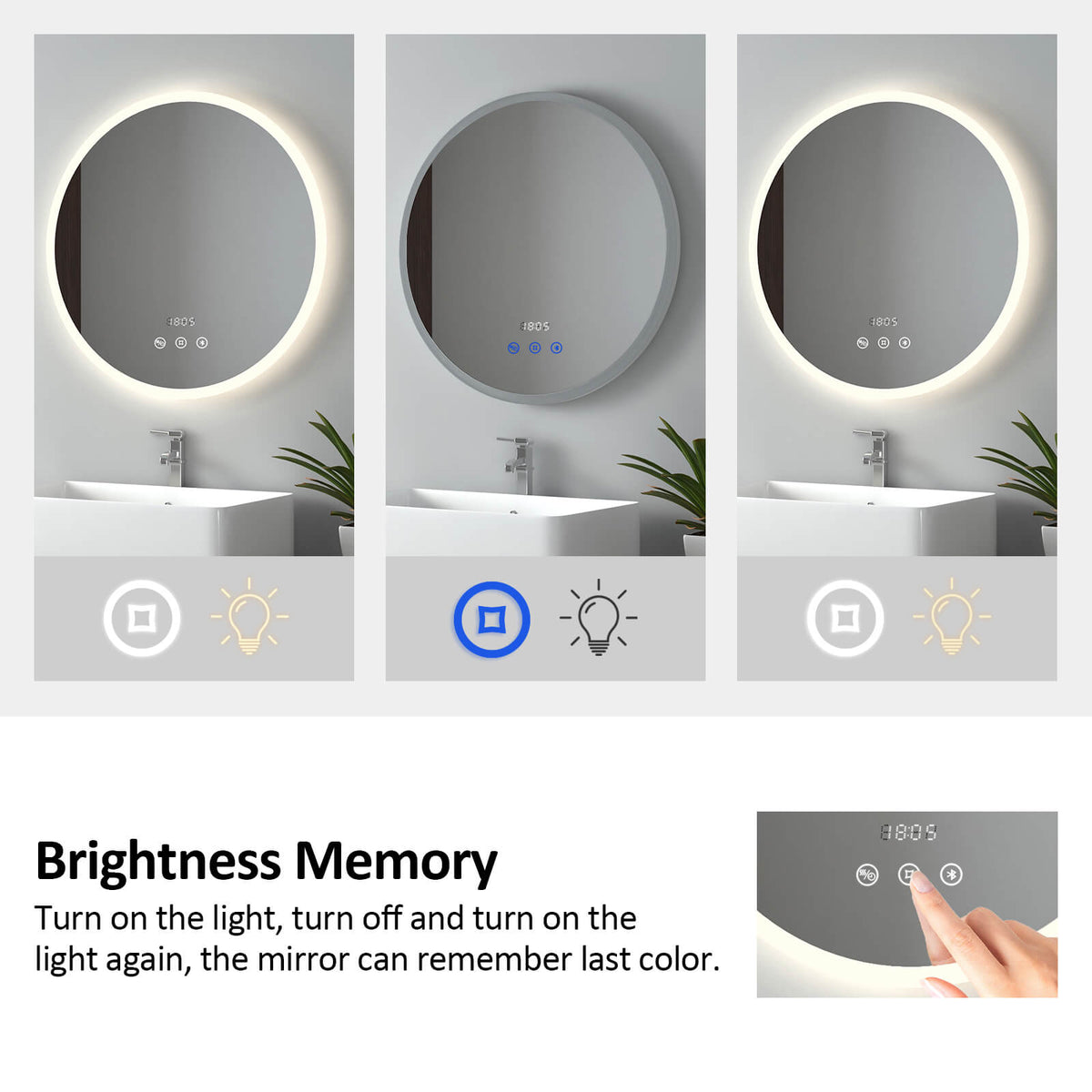 EMKE OLM08 Round LED Illuminated Mirror with Demister 600mm
