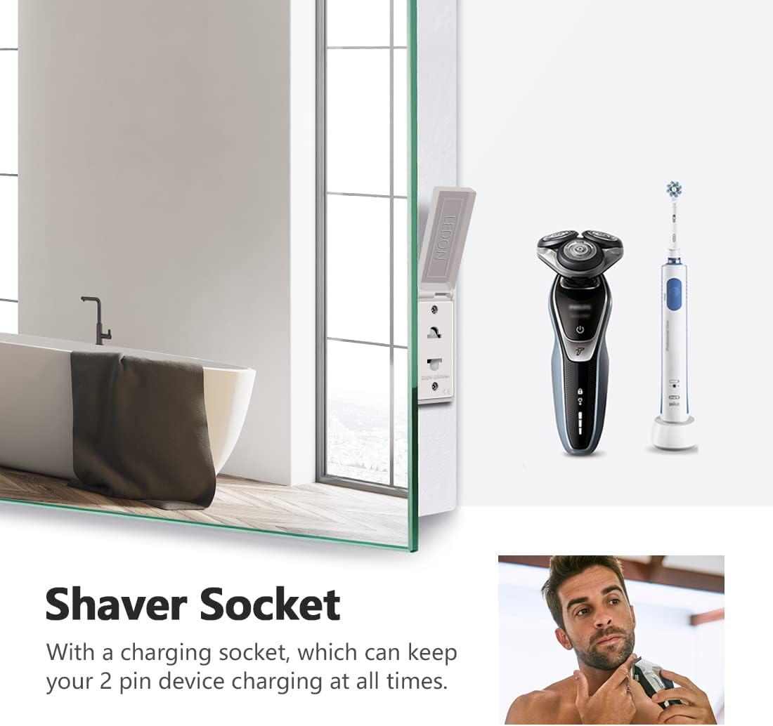 emke ulm01 led bathroom mirror with shaver socket