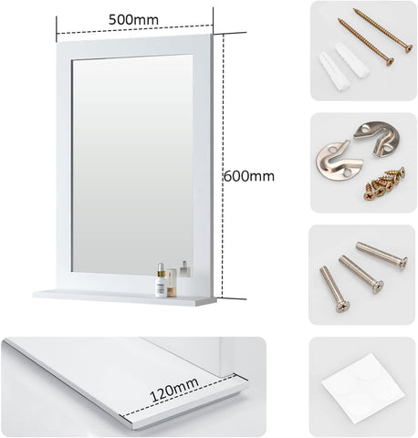 emke um02 bathroom mirror with shelf 50x60cm