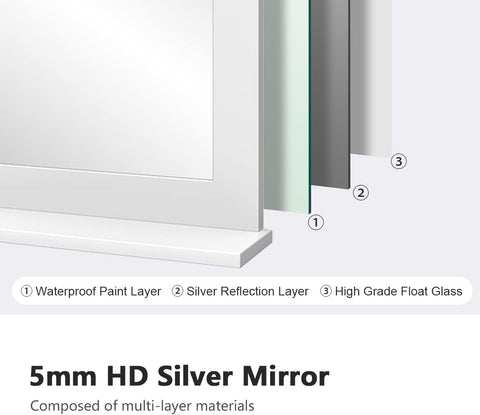 emke um02 bathroom mirror with shelf 5mm hd silver mirror