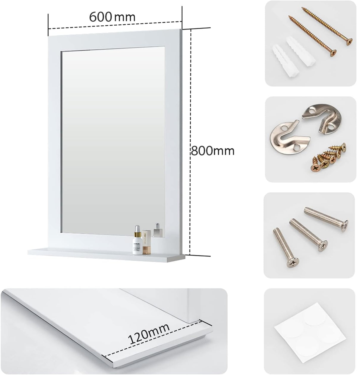 emke um02 bathroom mirror with shelf 60x80cm