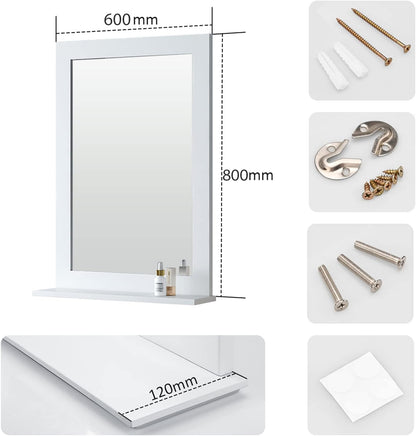 emke um02 bathroom mirror with shelf 60x80cm