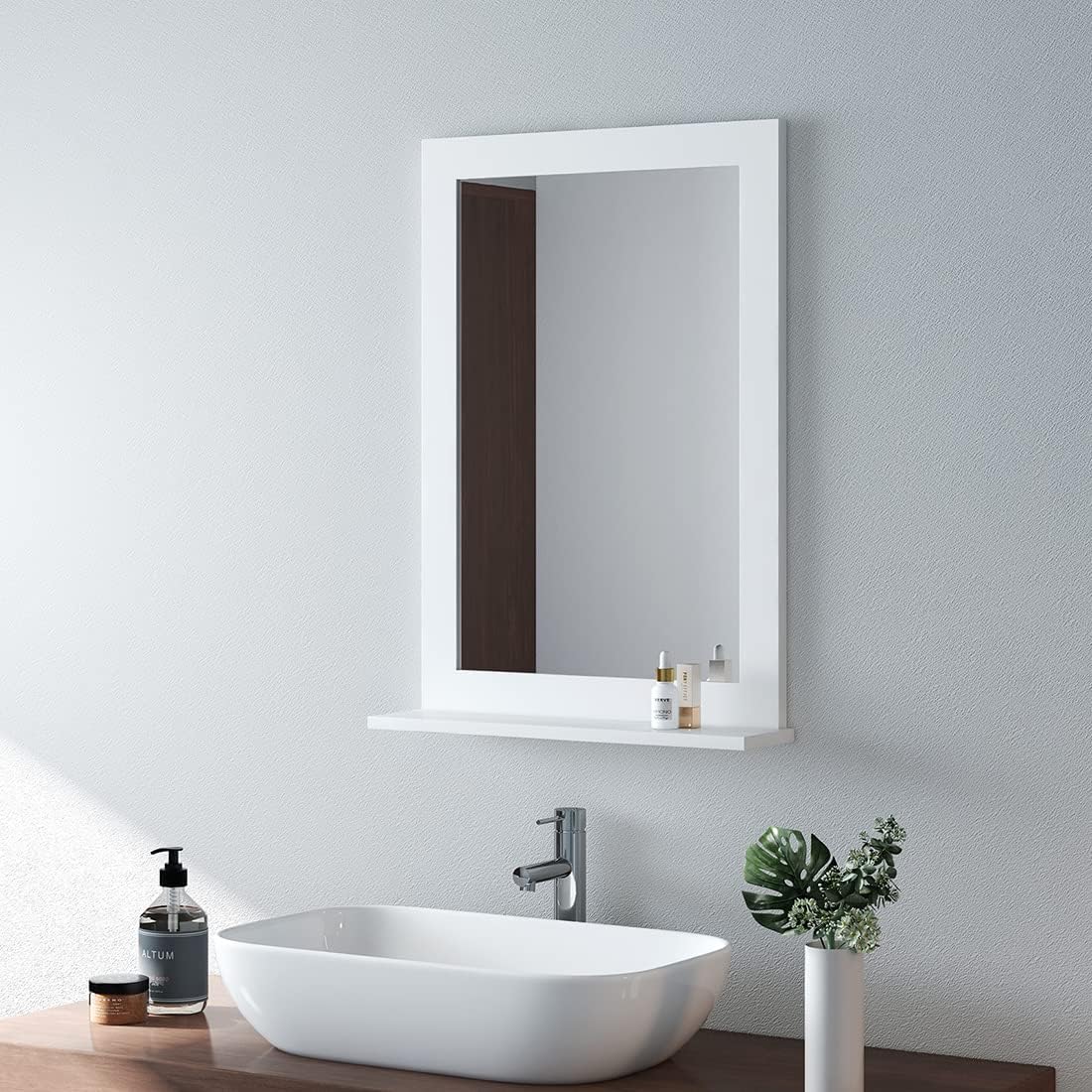 emke um02 bathroom mirror with shelf