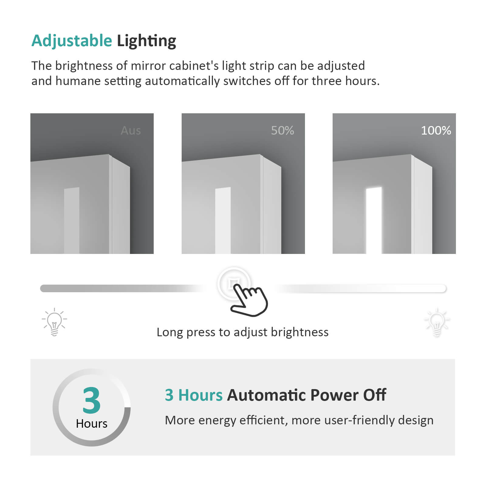 emke umc01 led aluminium mirror cabinet adjustable lighting