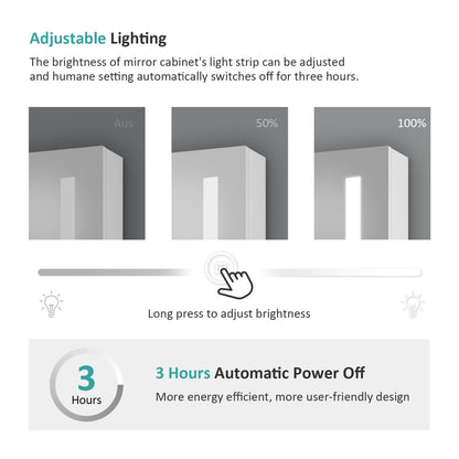 emke umc01 led aluminium mirror cabinet adjustable lighting