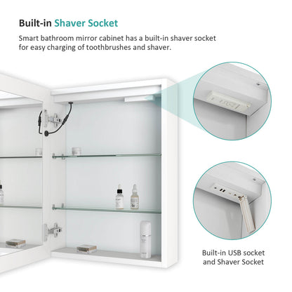 emke umc01 led aluminium mirror cabinet built-in shaver socket