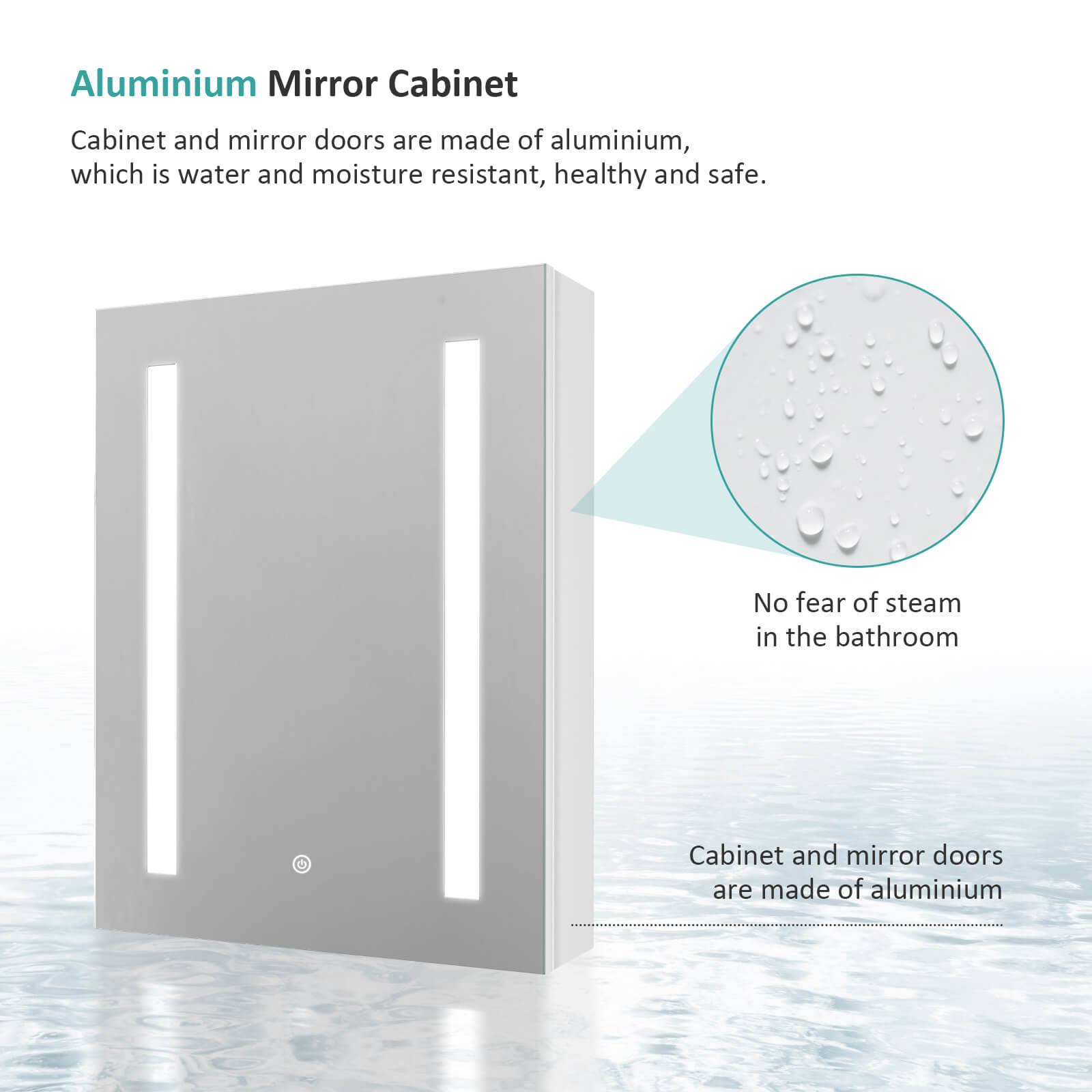 UMC01 LED Mirror Cabinet with Single Door, Demister Pad, Shaver Socket ...