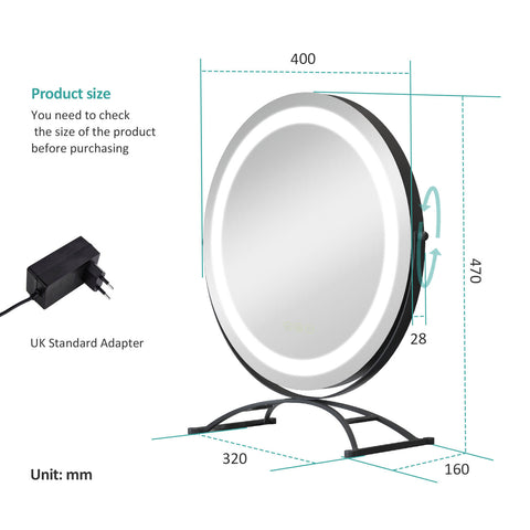 emke led vanity mirror cm07 black 40cm