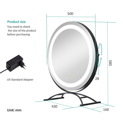 emke led vanity mirror cm07 black 50cm