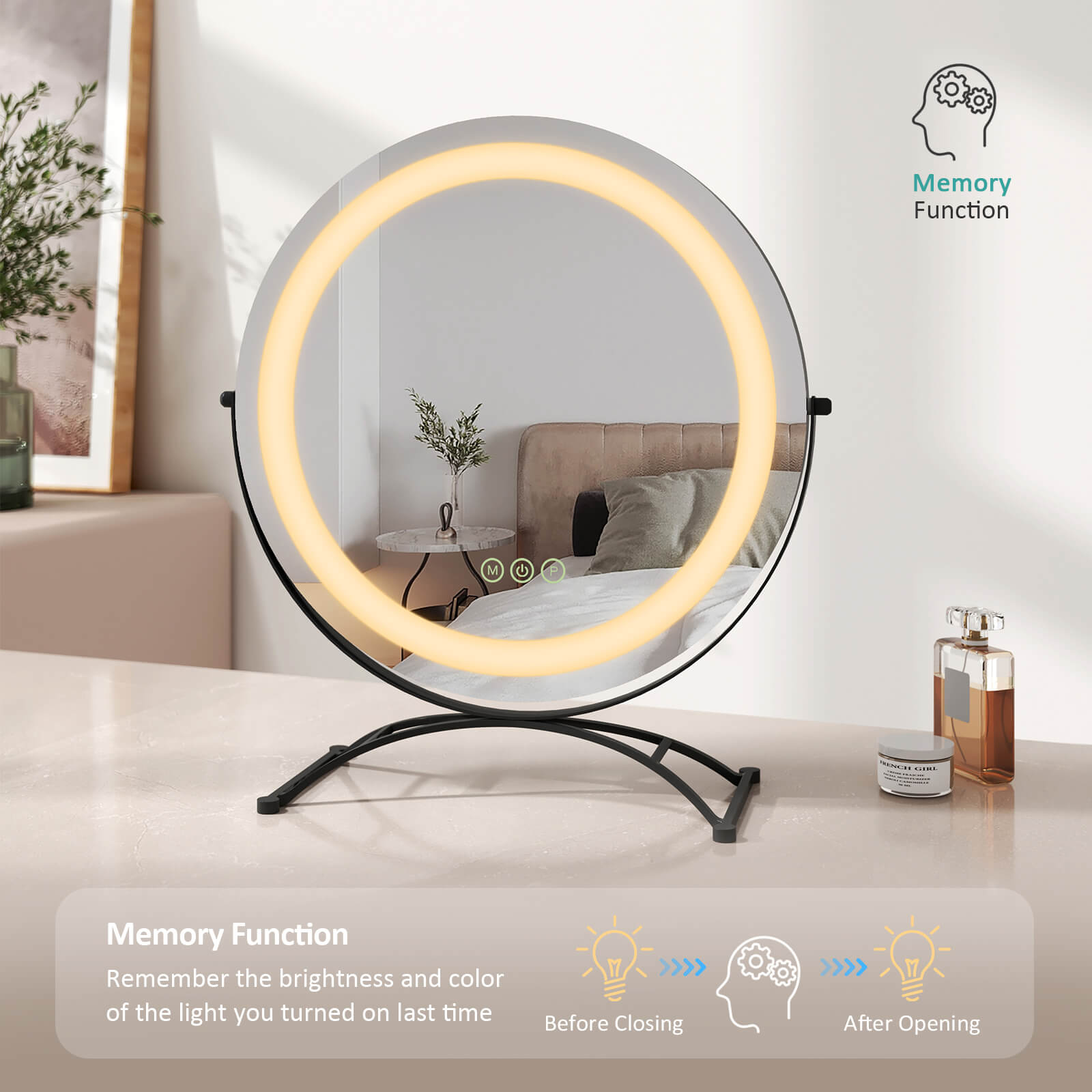 emke led cosmetic mirror cm07 memory function