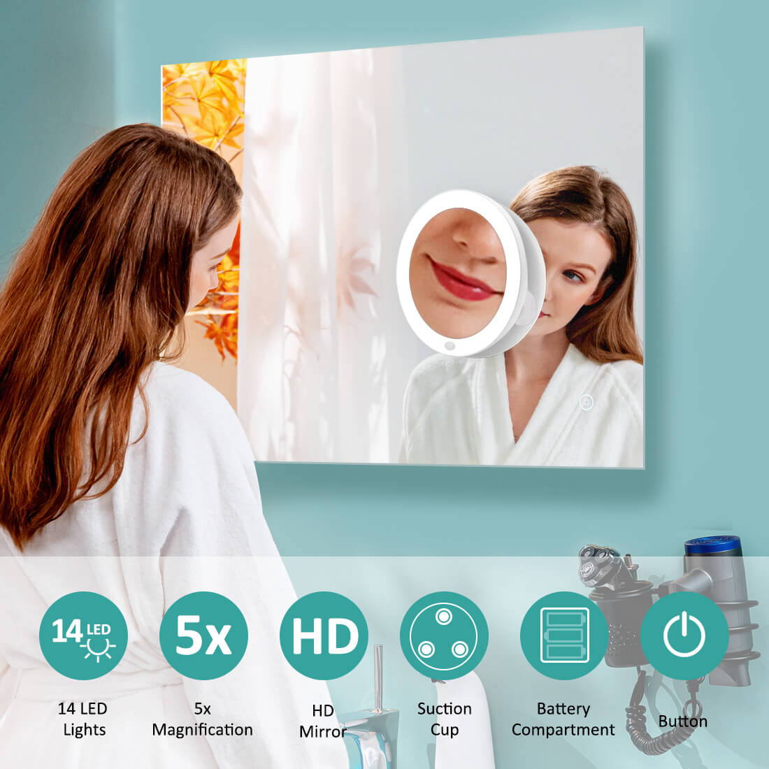 emke vanity mirror illuminated 5x magnification ucm03btmx2w advantages