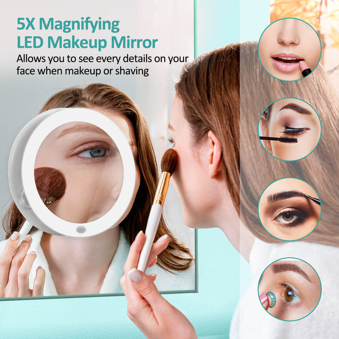 emke vanity mirror illuminated 5x magnification ucm03btmx2w 5x magnifying makeup