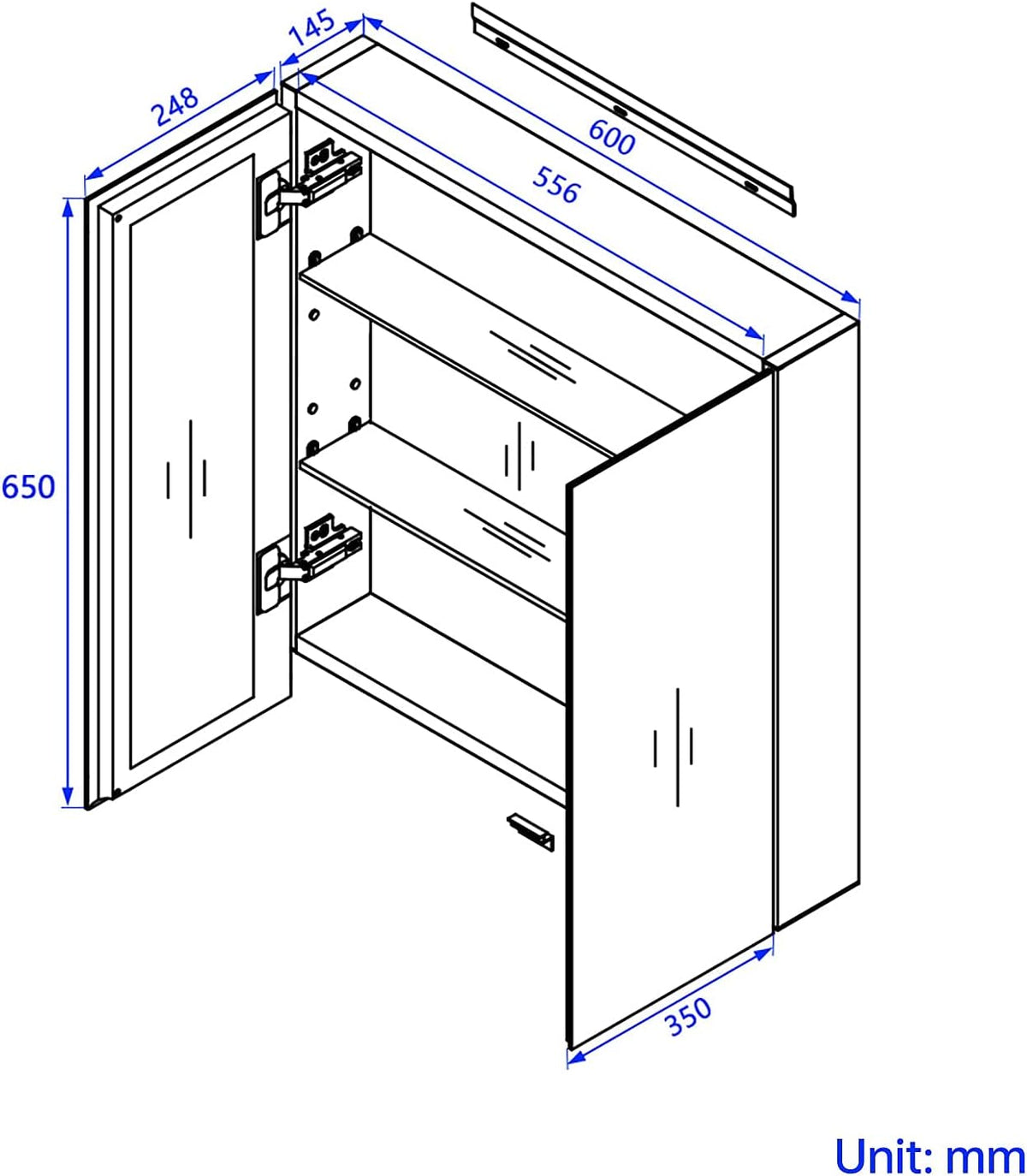 emke mc6 mirror cabinet size