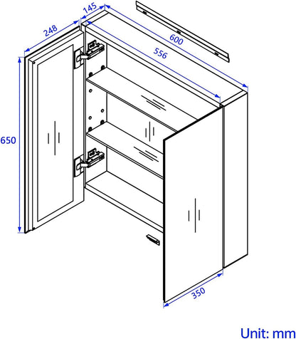 emke mc6 mirror cabinet size