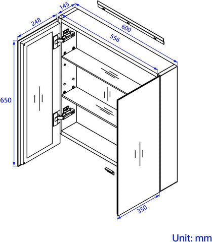 emke mc6 mirror cabinet size