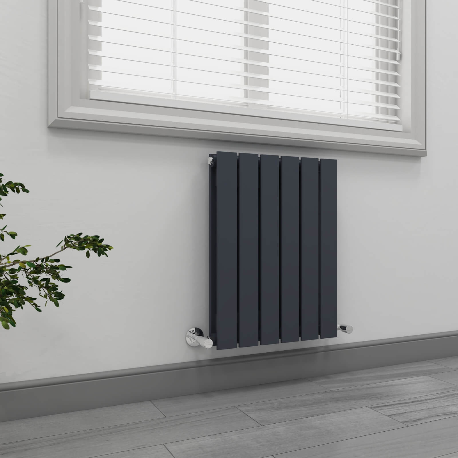 RadiLux Anthracite Designer Radiator Horizontal Flat Panel Double Panel Rad 600x1444mm