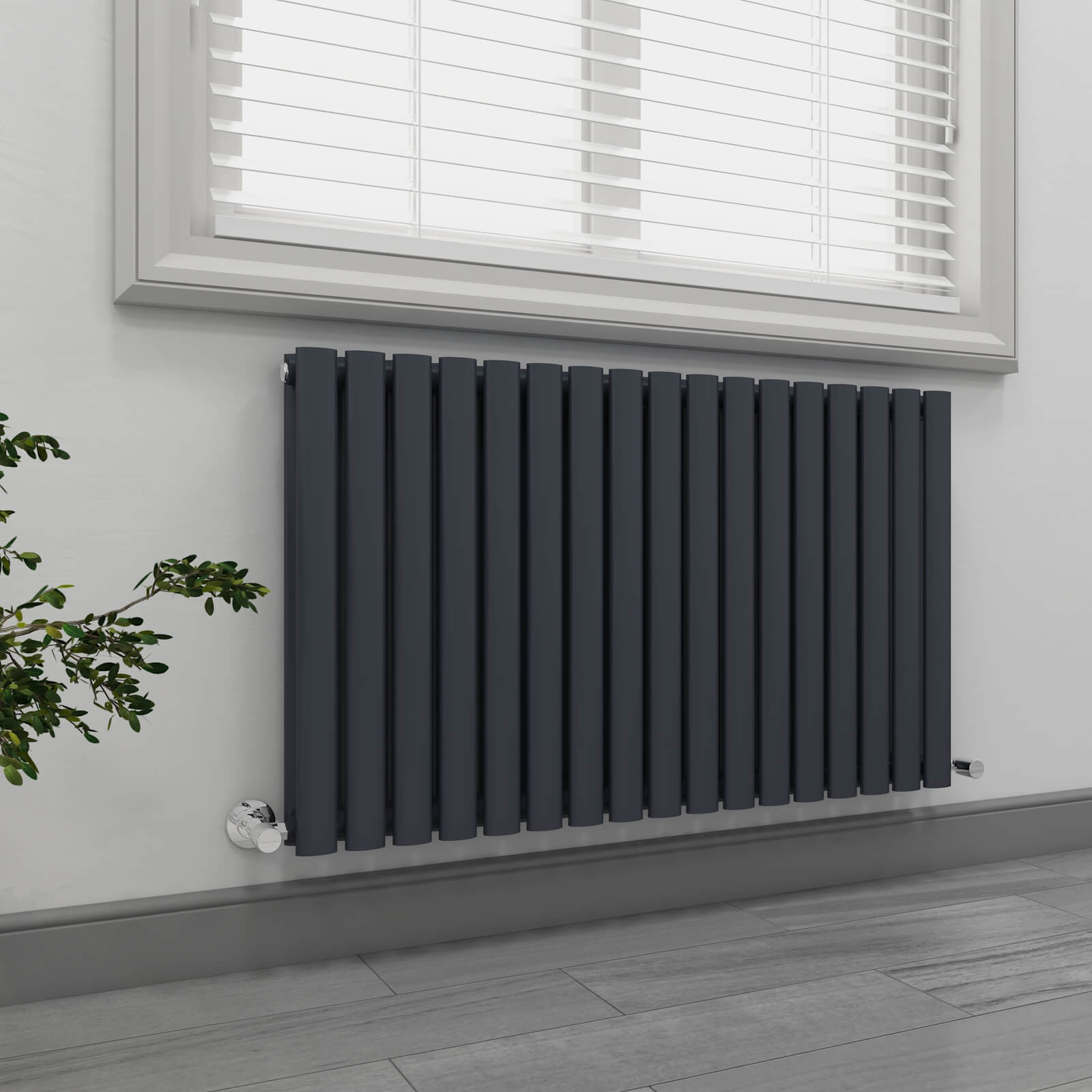 OR Horizontal Double Oval Tube Panel Designer Radiator Anthracite/White ...