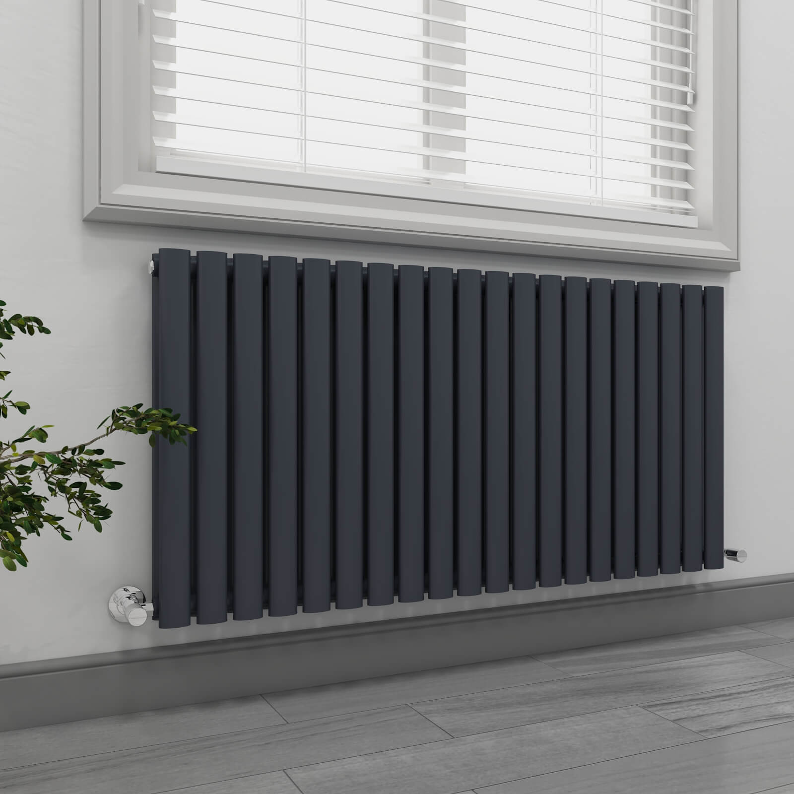 OR Horizontal Double Oval Tube Panel Designer Radiator Anthracite/White ...
