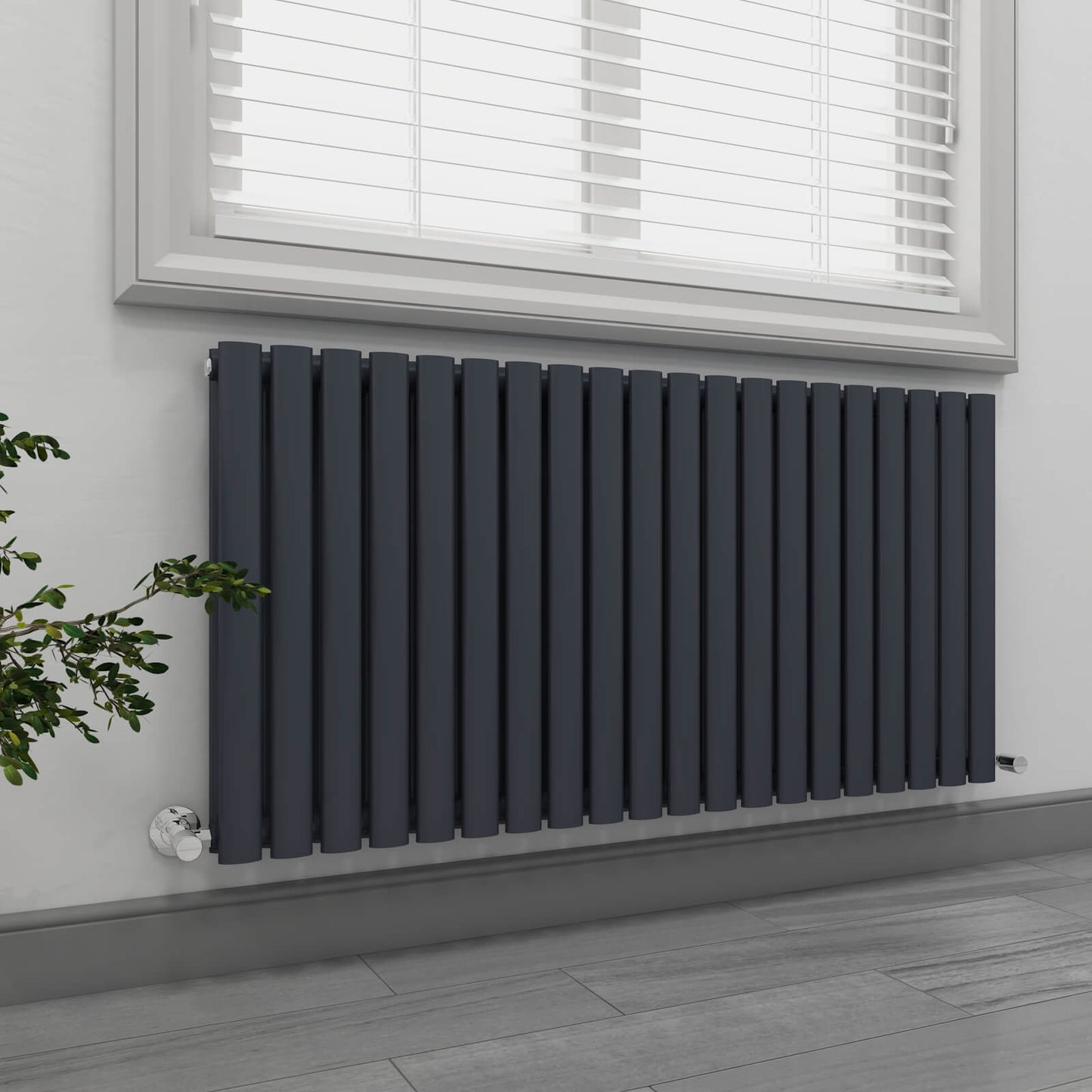 EMKE OR Horizontal Double Oval Tube Panel Designer Radiator Anthracite/White