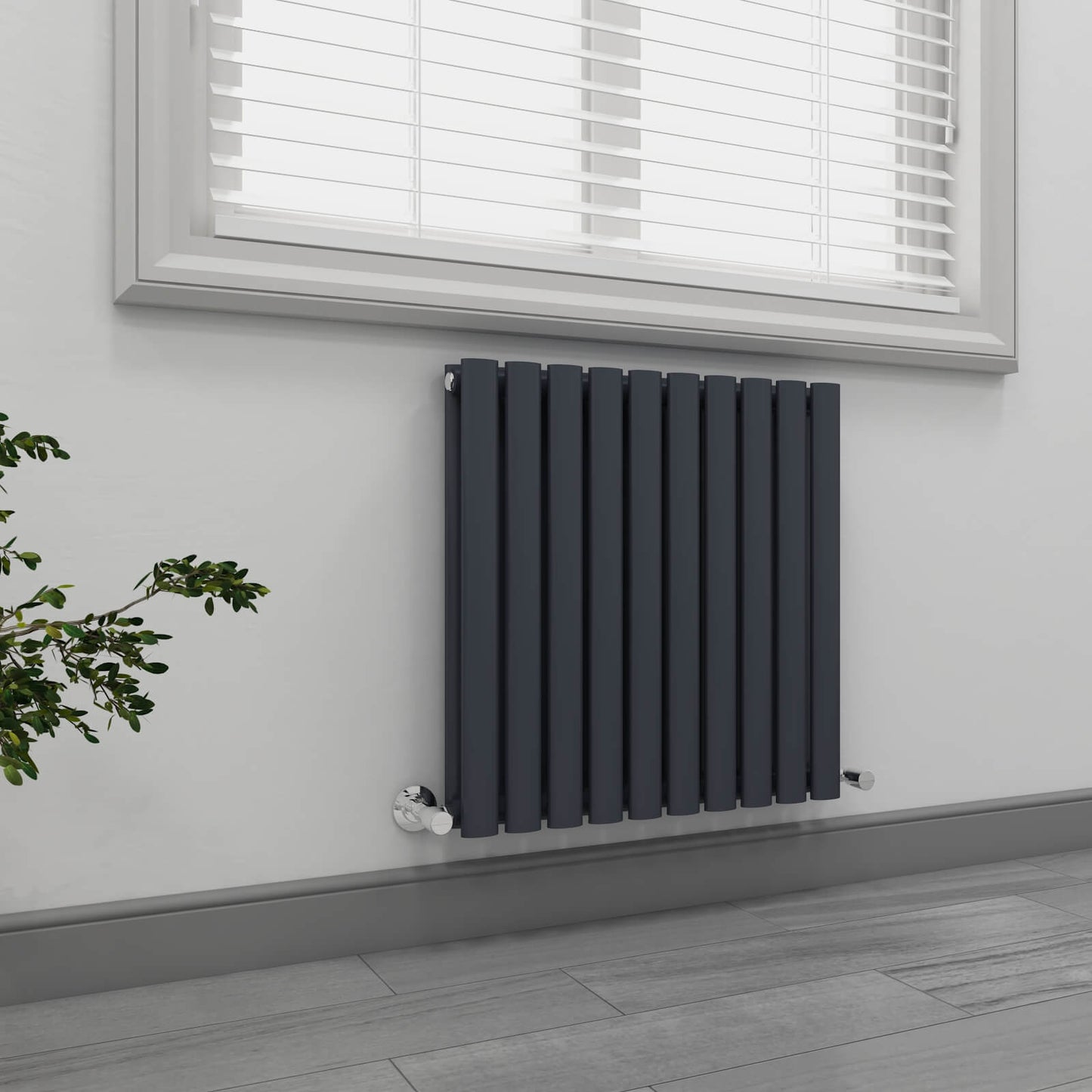 EMKE OR Horizontal Double Oval Tube Panel Designer Radiator Anthracite/White