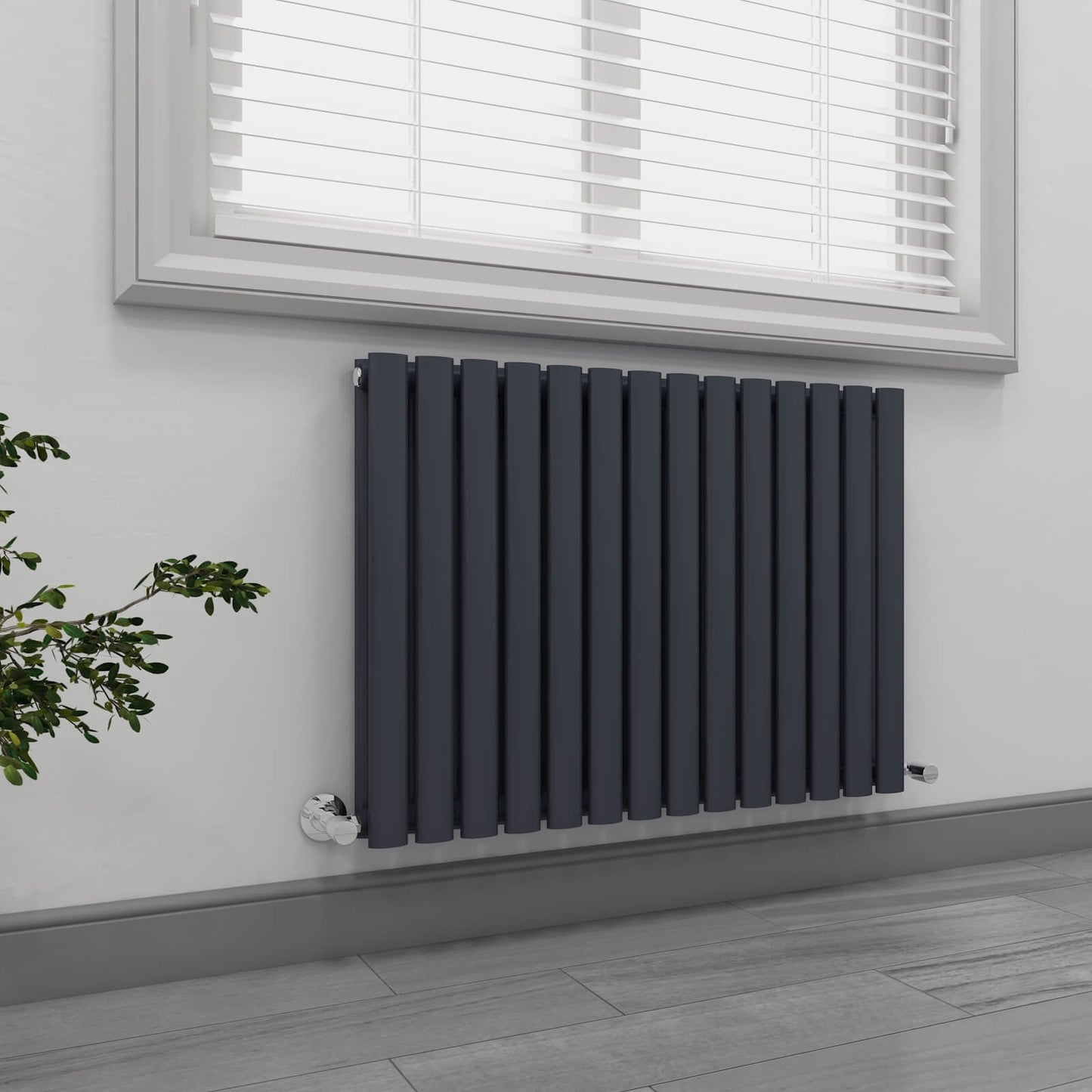 EMKE OR Horizontal Double Oval Tube Panel Designer Radiator Anthracite/White