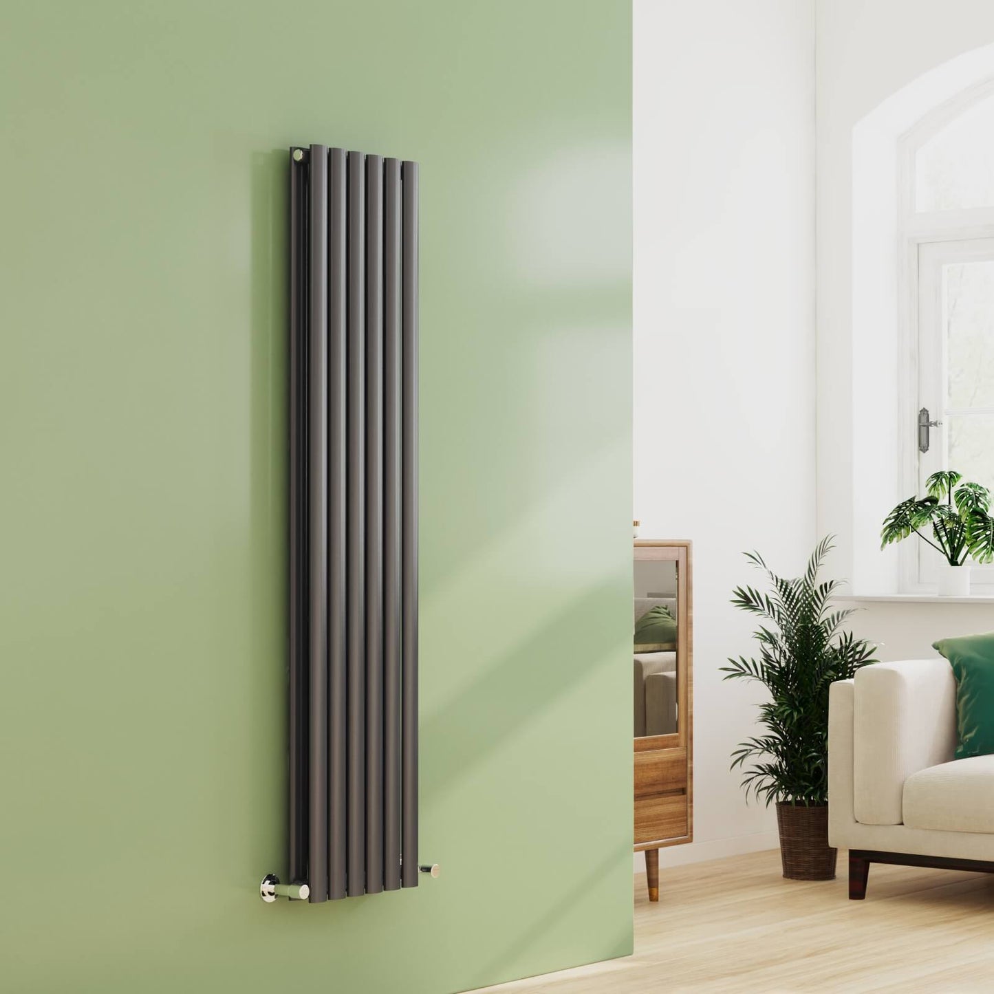 EMKE OR Vertical Oval Tube Double Panel Designer Radiator Anthracite/White