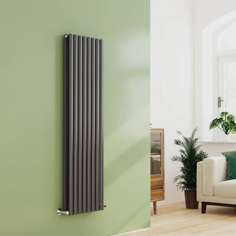 EMKE OR Vertical Oval Tube Double Panel Designer Radiator Anthracite/White