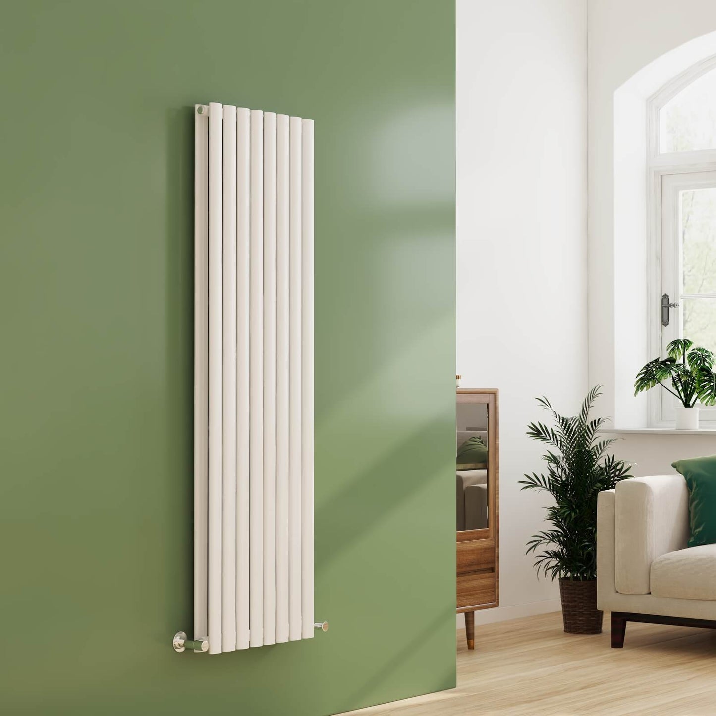EMKE OR Vertical Oval Tube Double Panel Designer Radiator Anthracite/White