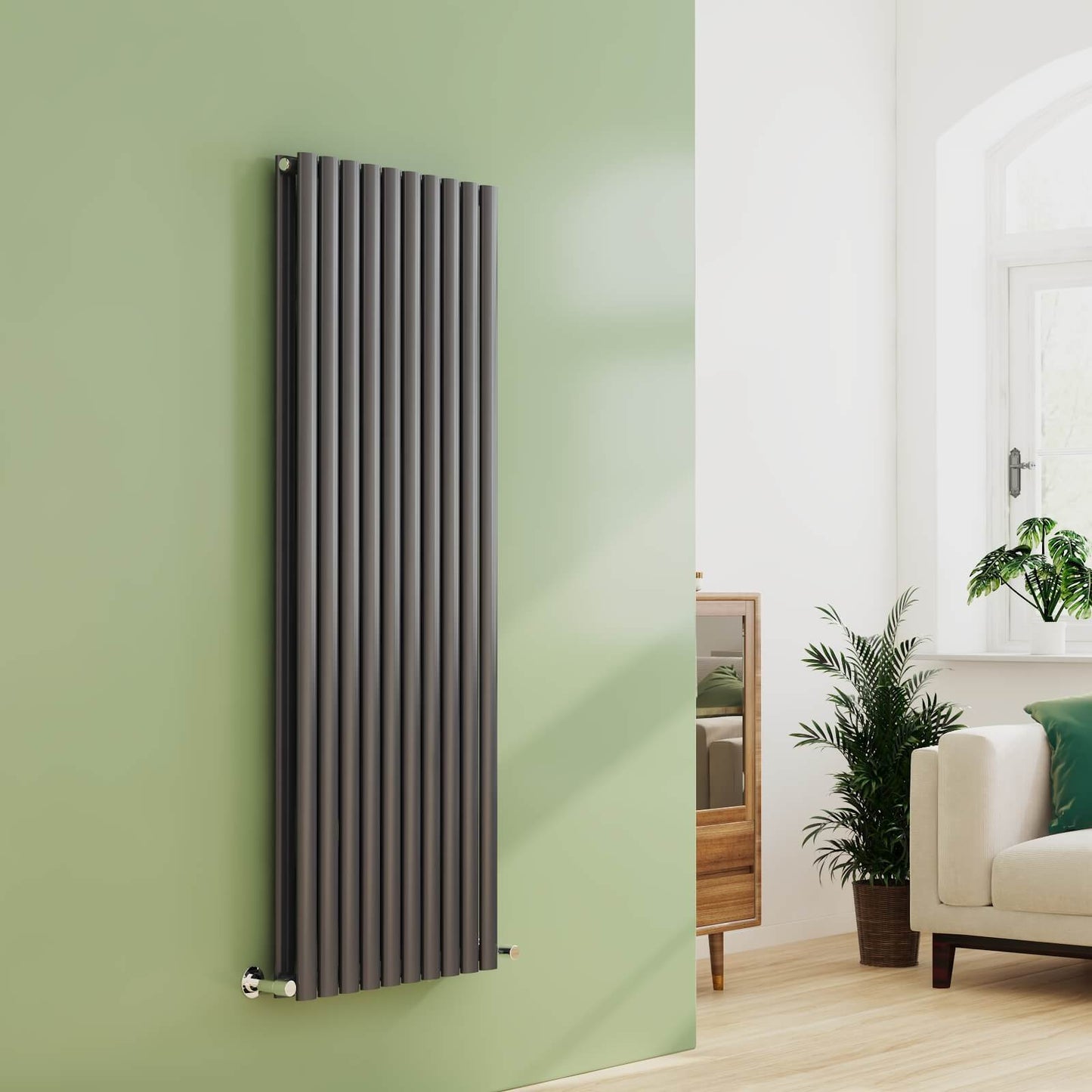 EMKE OR Vertical Oval Tube Double Panel Designer Radiator Anthracite/White