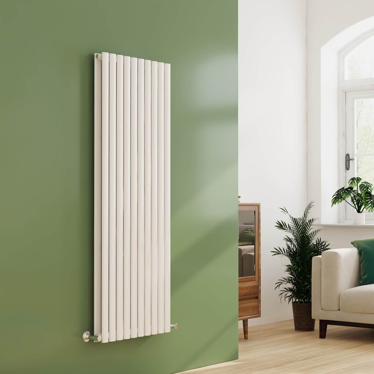 EMKE OR Vertical Oval Tube Double Panel Designer Radiator Anthracite/White