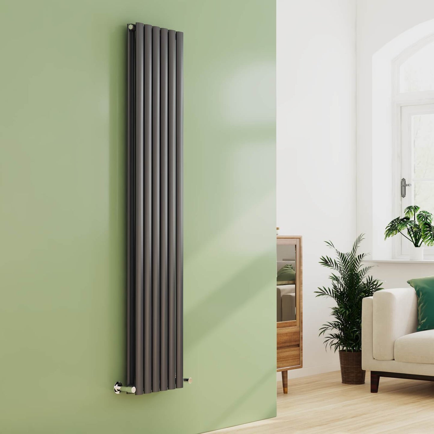 EMKE OR Vertical Oval Tube Double Panel Designer Radiator Anthracite/White