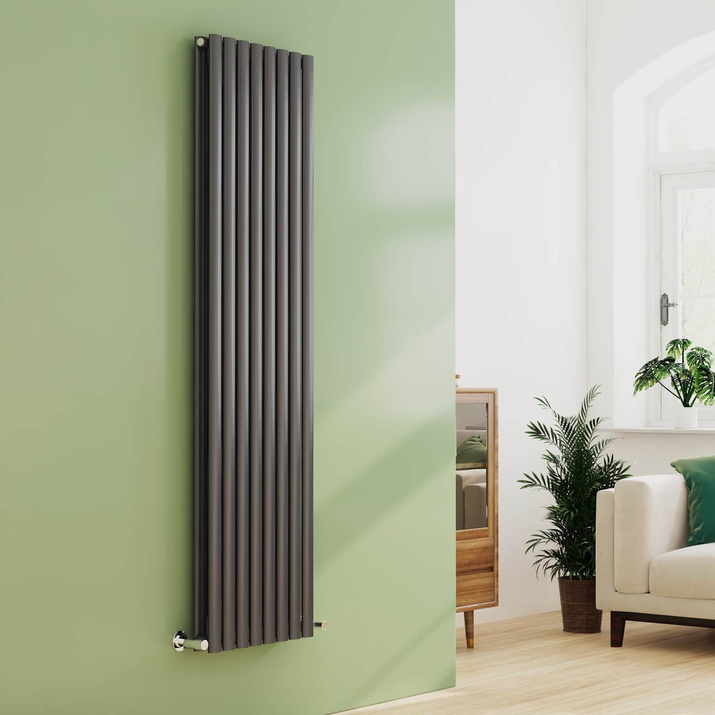 EMKE OR Vertical Oval Tube Double Panel Designer Radiator Anthracite/White
