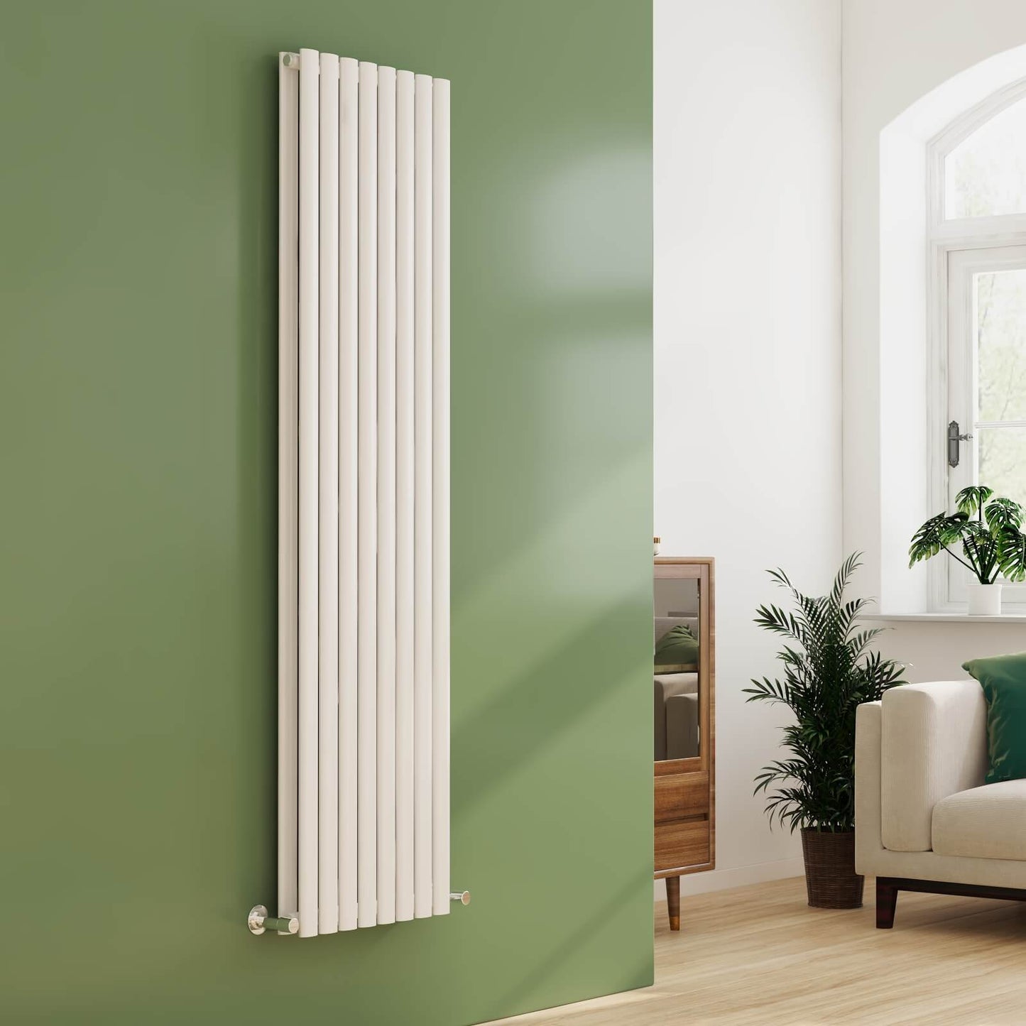 EMKE OR Vertical Oval Tube Double Panel Designer Radiator Anthracite/White