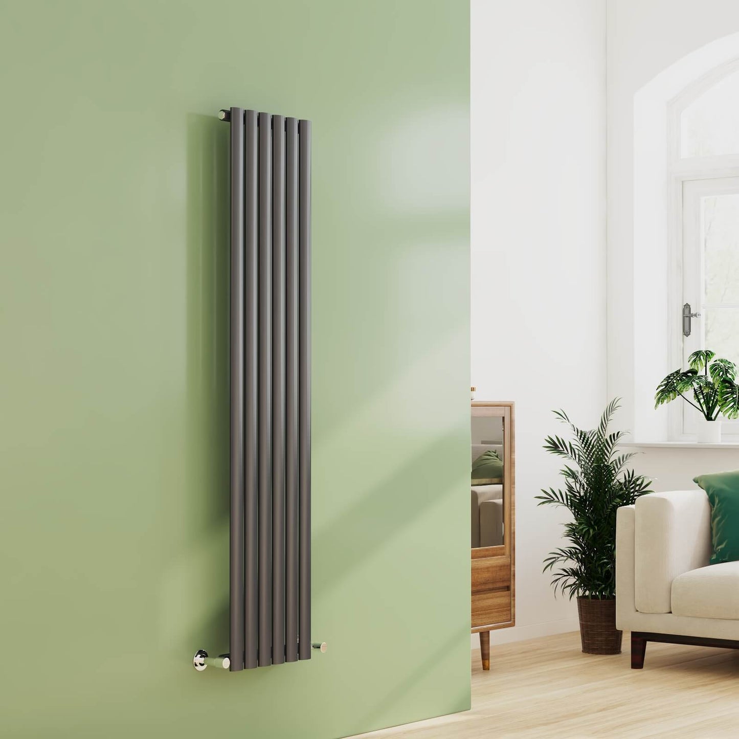 EMKE OR Vertical Oval Tube Single Panel Designer Radiator Anthracite/White