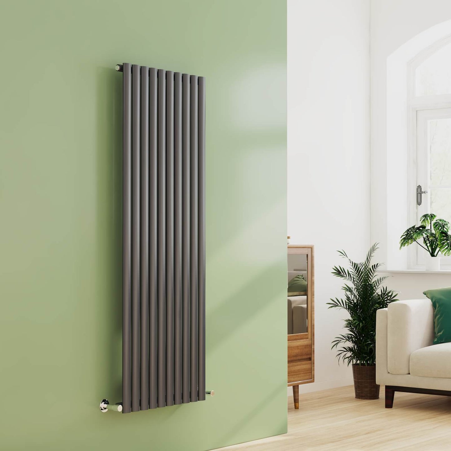 EMKE OR Vertical Oval Tube Single Panel Designer Radiator Anthracite/White