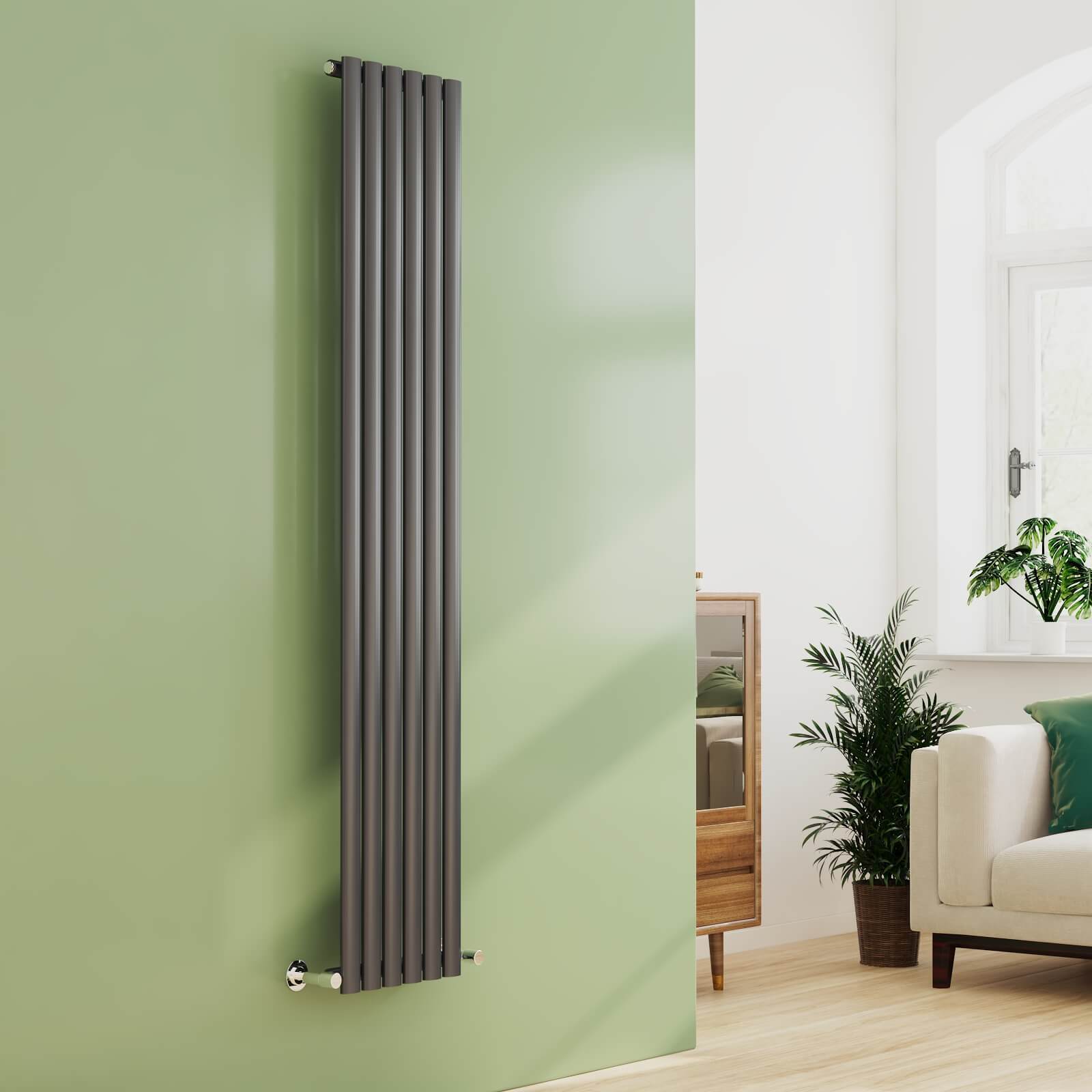 OR Vertical Oval Tube Single Panel Designer Radiator Anthracite/White ...