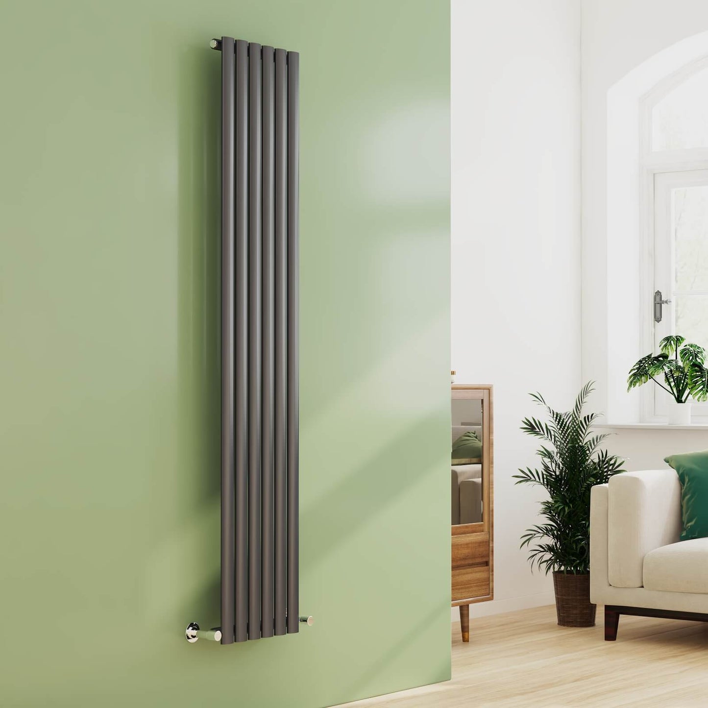 EMKE OR Vertical Oval Tube Single Panel Designer Radiator Anthracite/White