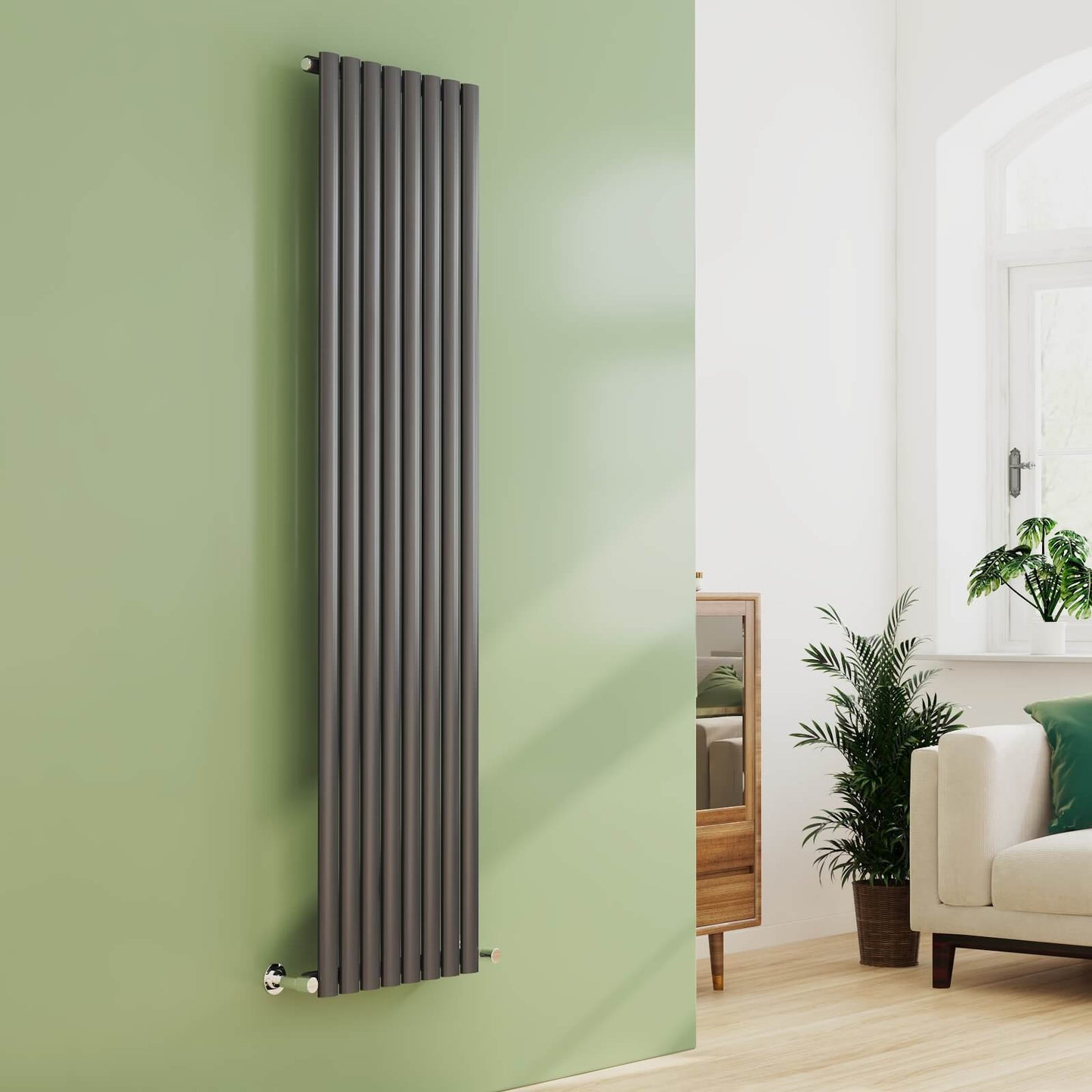 EMKE OR Vertical Oval Tube Single Panel Designer Radiator Anthracite/White