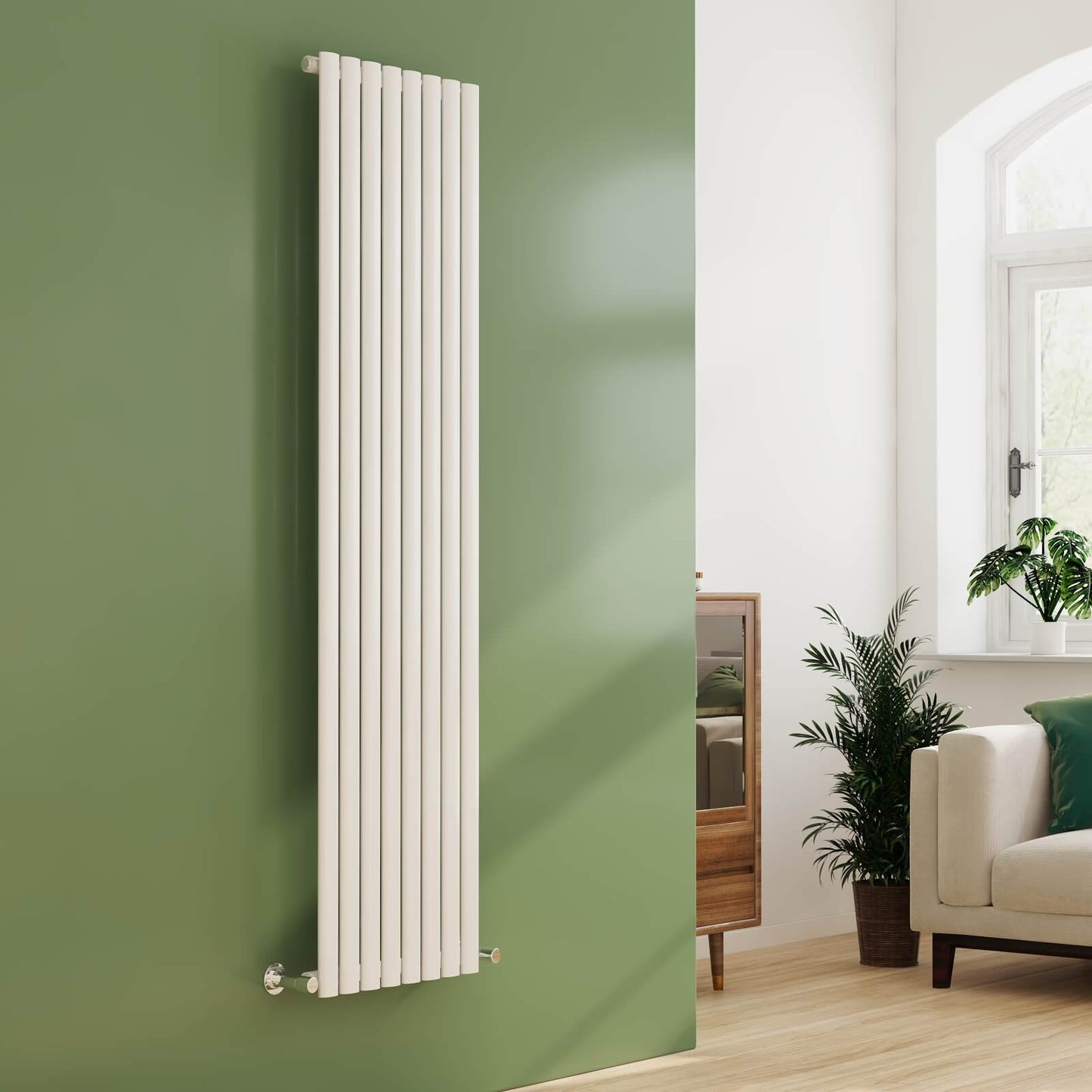EMKE OR Vertical Oval Tube Single Panel Designer Radiator Anthracite/White