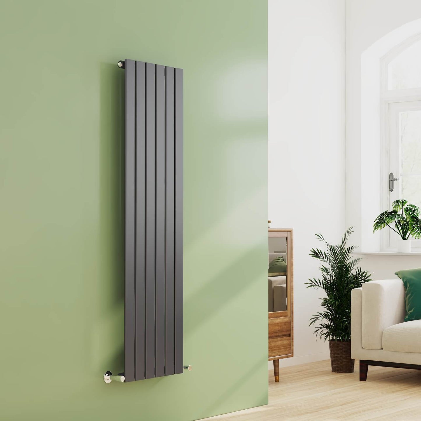 EMKE FR Vertical Single Flat Panel Designer Radiator Anthracite/White