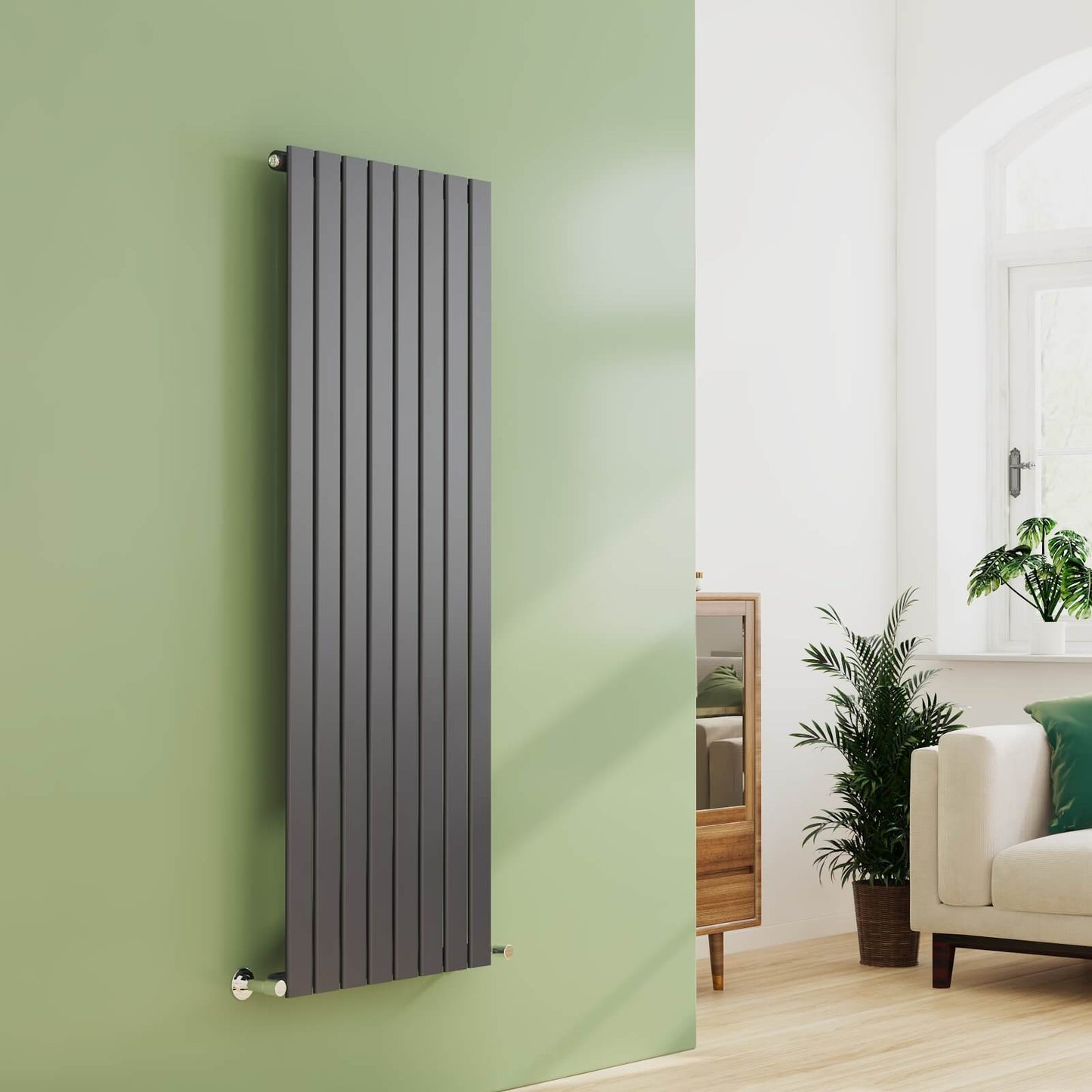 EMKE FR Vertical Single Flat Panel Designer Radiator Anthracite/White