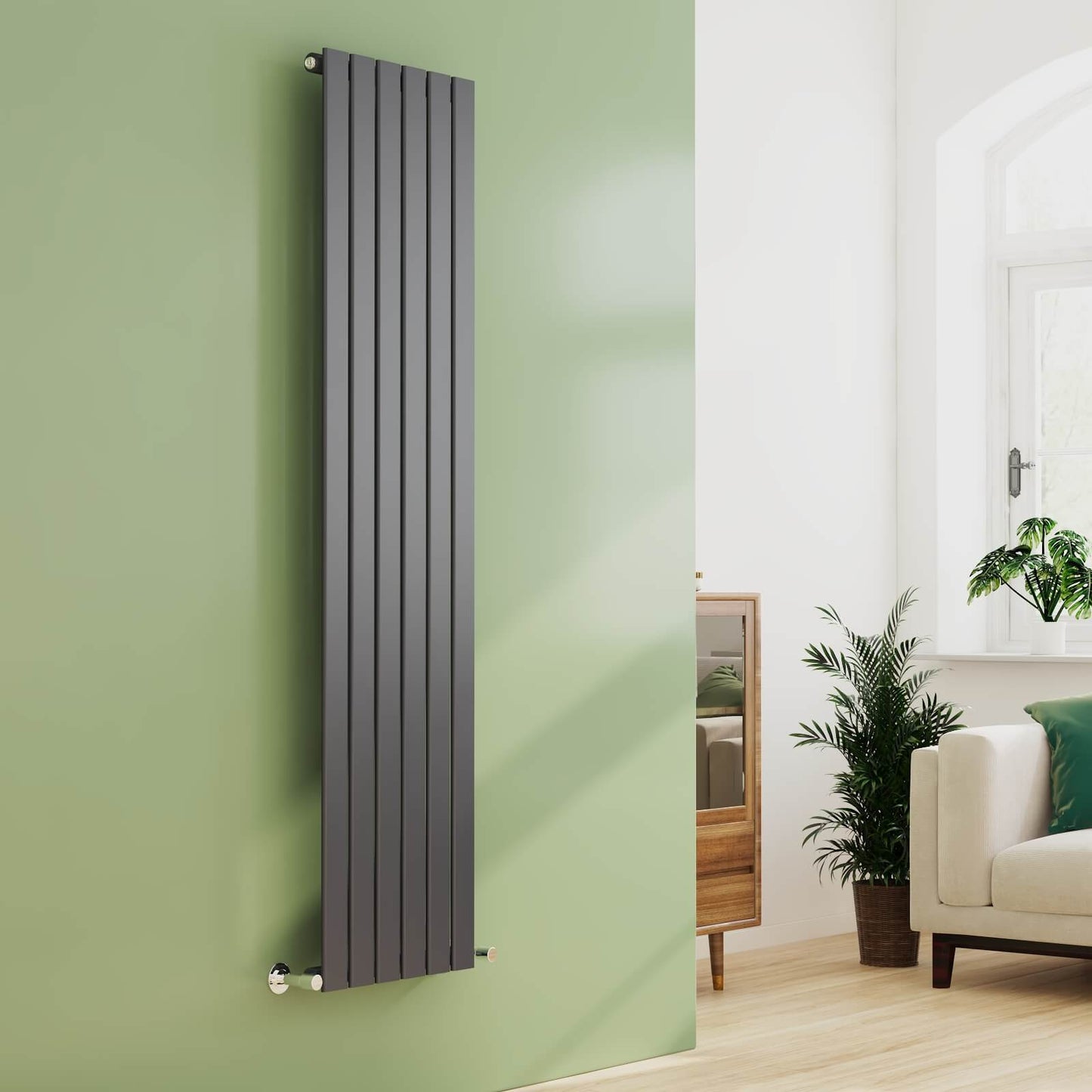 EMKE FR Vertical Single Flat Panel Designer Radiator Anthracite/White