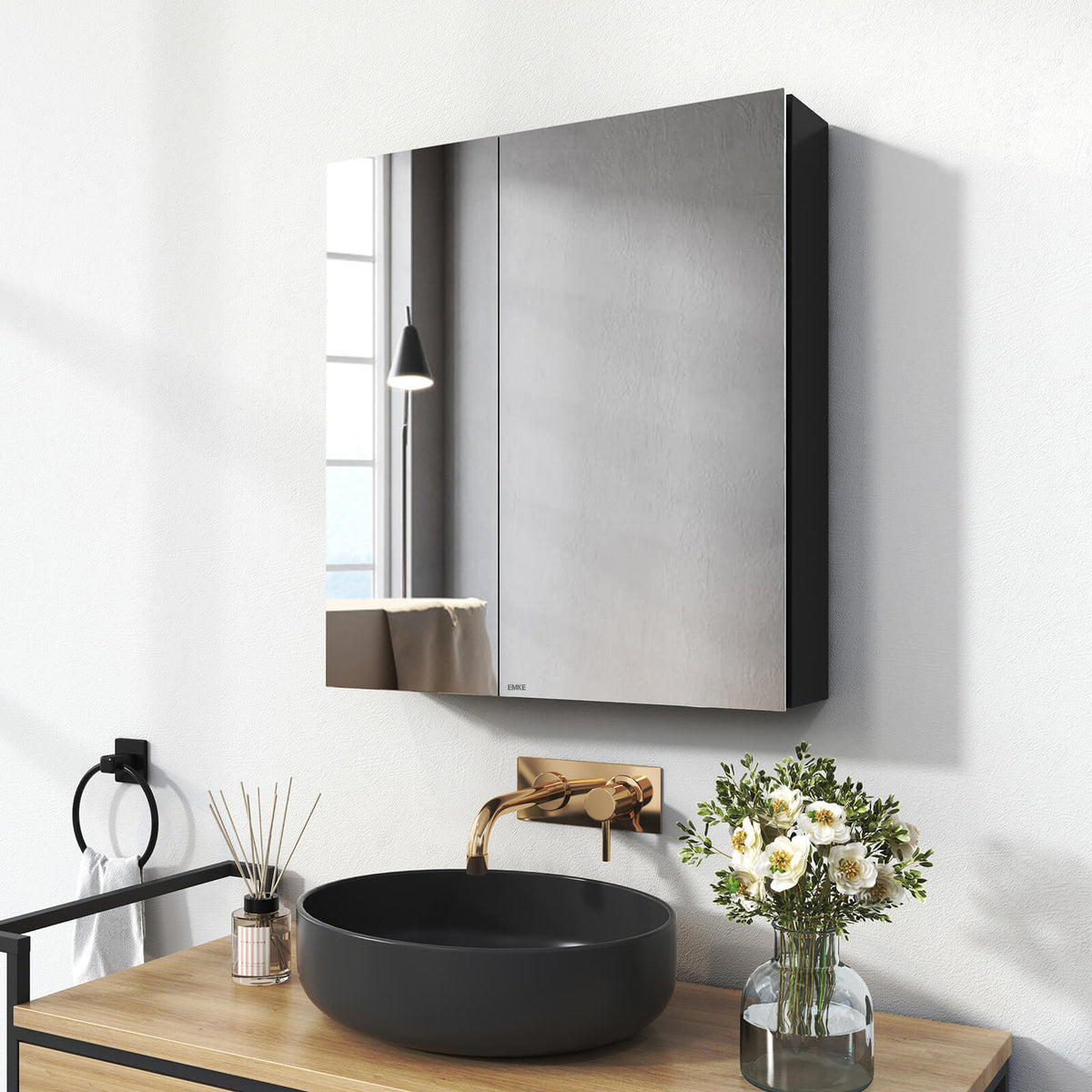 emke mc6 mirror cabinet black