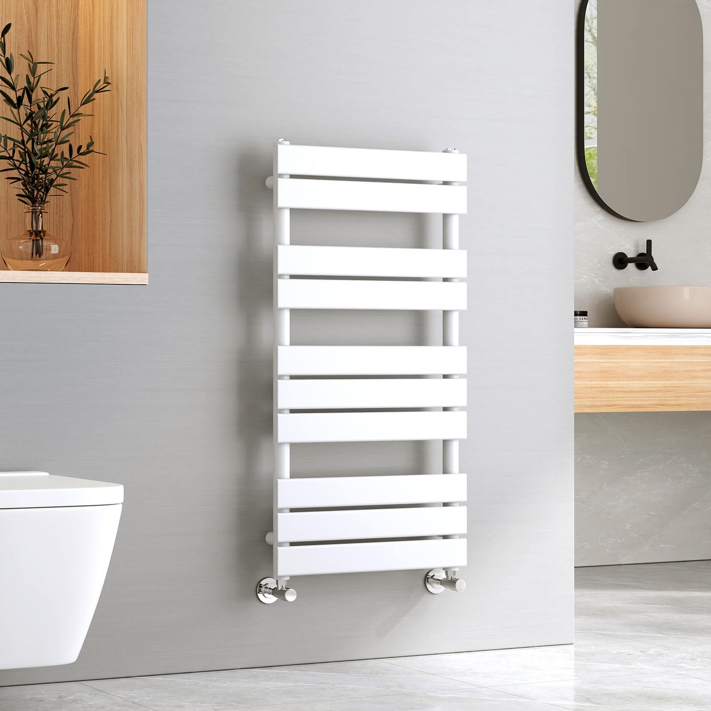 emke flat panel heated towel rail uftr1050s1w