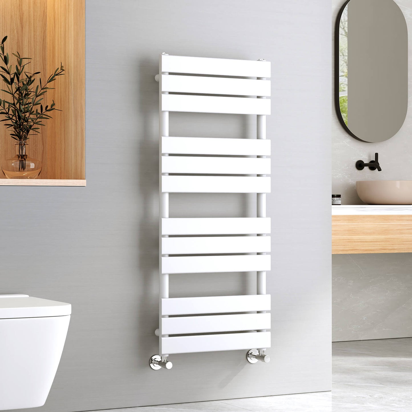 emke flat panel heated towel rail uftr1250s1w