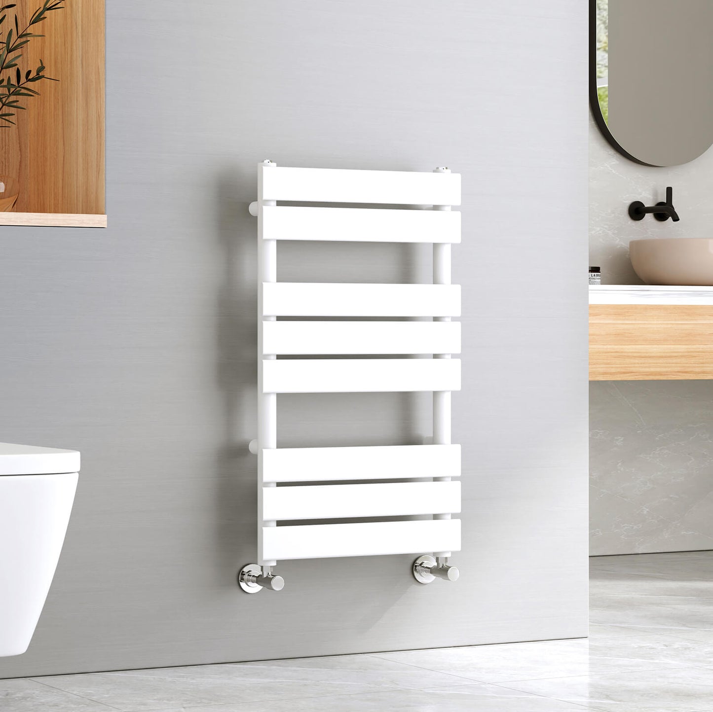 emke flat panel heated towel rail uftr8045s1w