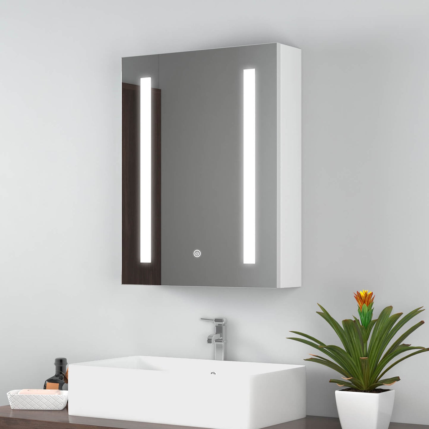 emke led aluminium mirror cabinet umc01atdsx2w