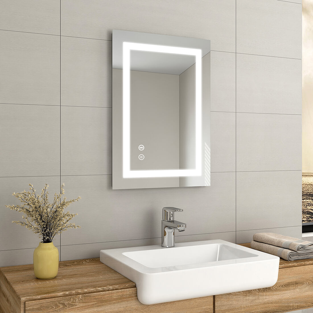 LM05 LED Bathroom Mirror with Demister and Shaver Socket | EMKE.UK ...